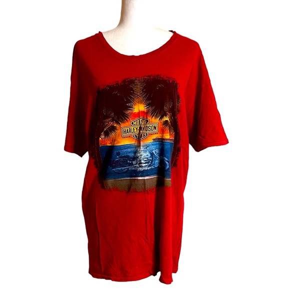 Red Harley Davidson Myrtle Beach South Carolina T-Shirt - Picture 2 of 7